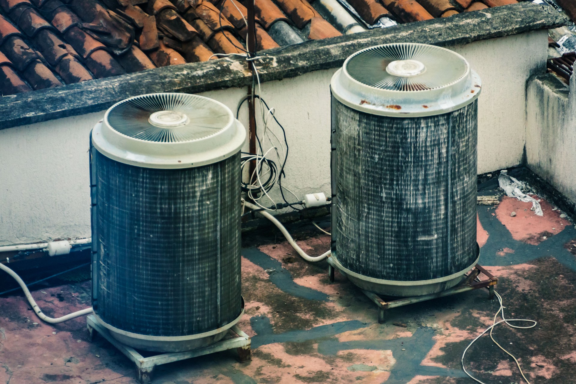 Two radietors ac in a roof